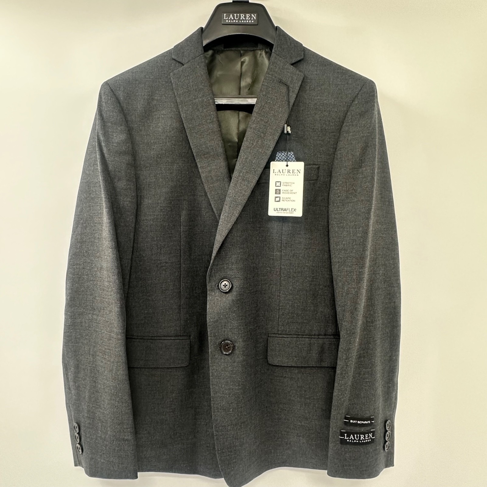 Nwt Lauren Ralph Lauren Boys 16h Suit Jacket Blazer Charcoal Gray